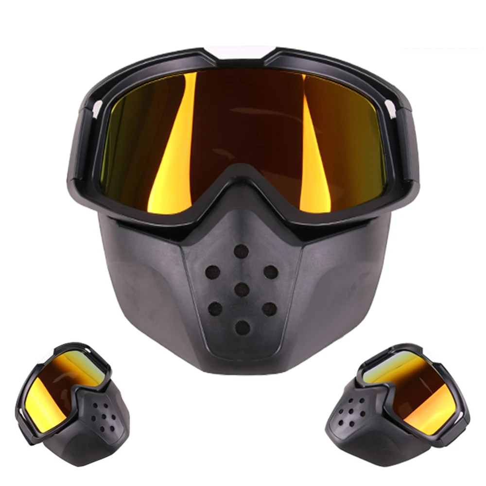 Anti UV Lens Motorcycle Goggles Mask Motocross Face Mask Glasses Detachable Helmet Goggles