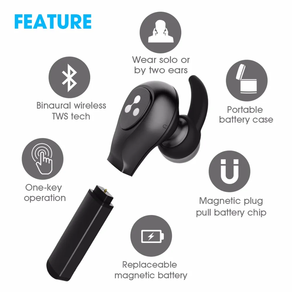 wireless headset with removable battery