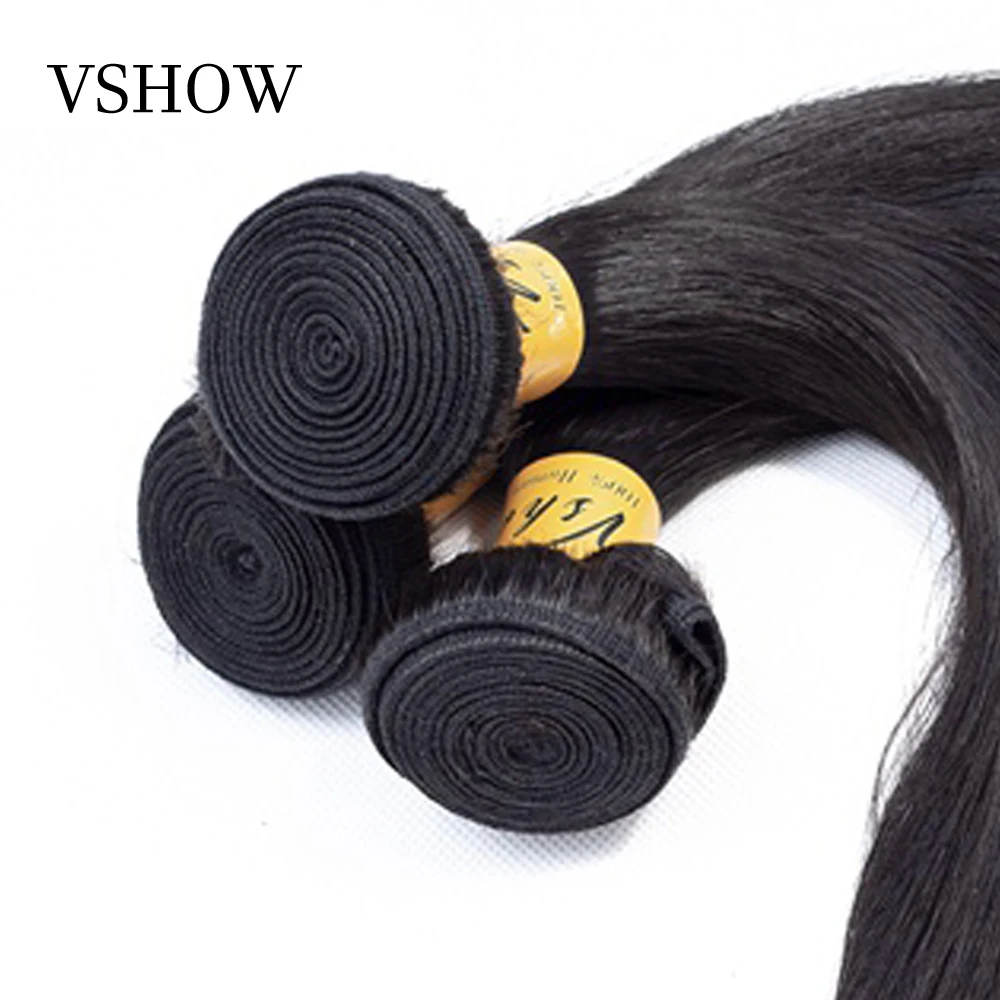 Индийские прямые волосы пряди из двойной уточной нити Волосы remy переплетение 1/3/4 пряди 1"-26" натуральный Цвет VSHOW Пряди человеческих волос для наращивания