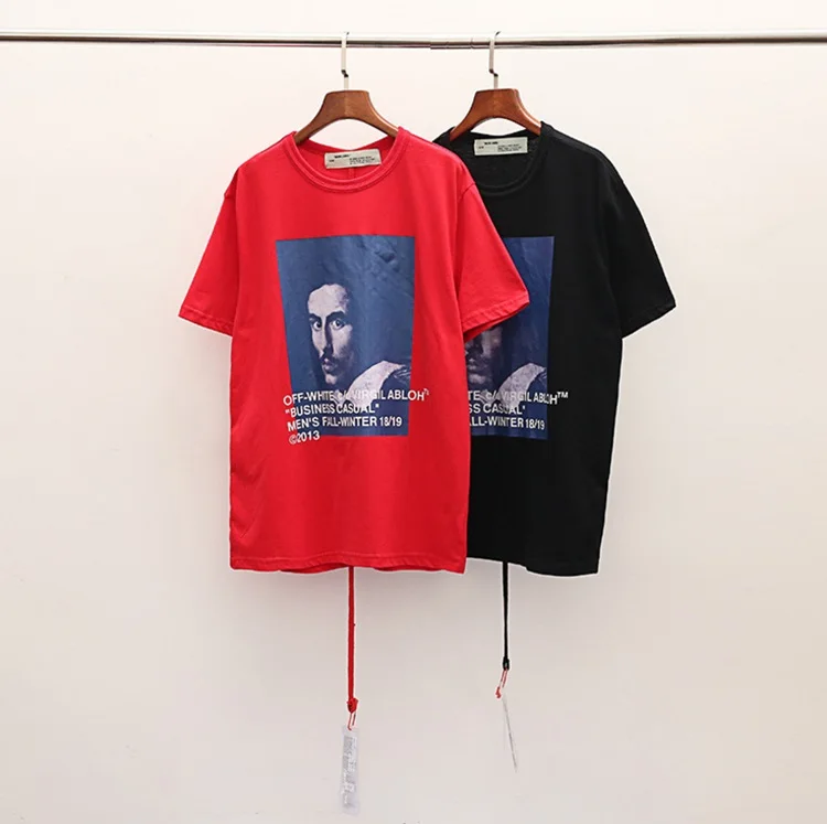 

OFF-WHITE Bernie portrait printing street hip hop male couple short-sleeved T-shirt streetwear Sports t-shirt men