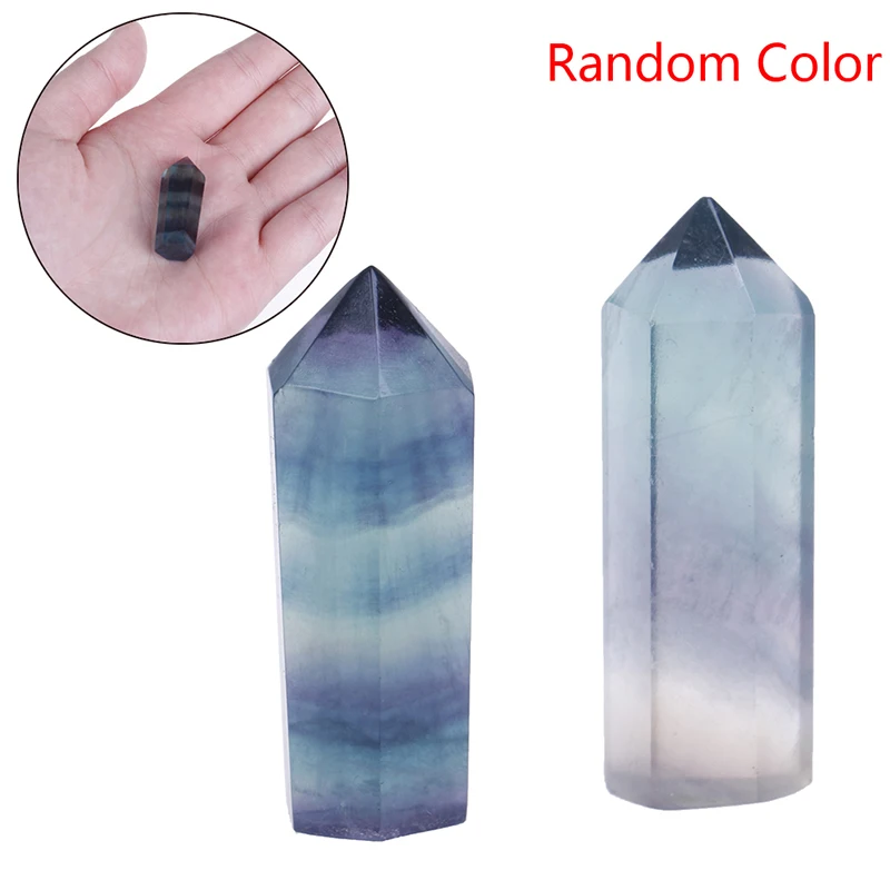 

Natural Fluorite Crystal Colorful Striped Fluorite 3-4CM Quartz Crystal Stone Point Healing Hexagonal Wand Treatment Stone