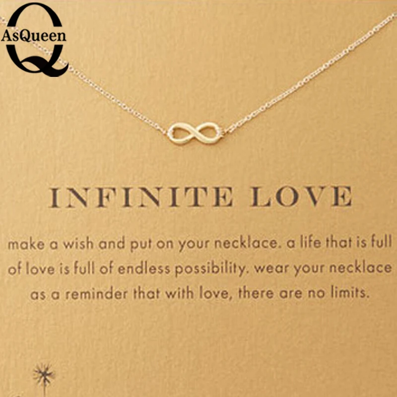 

2019 Fashion Jewelry Infinity Love Gold Necklace - Initial Personal Initial, Eternity Circle, Infinity Link, - Dainty Necklace