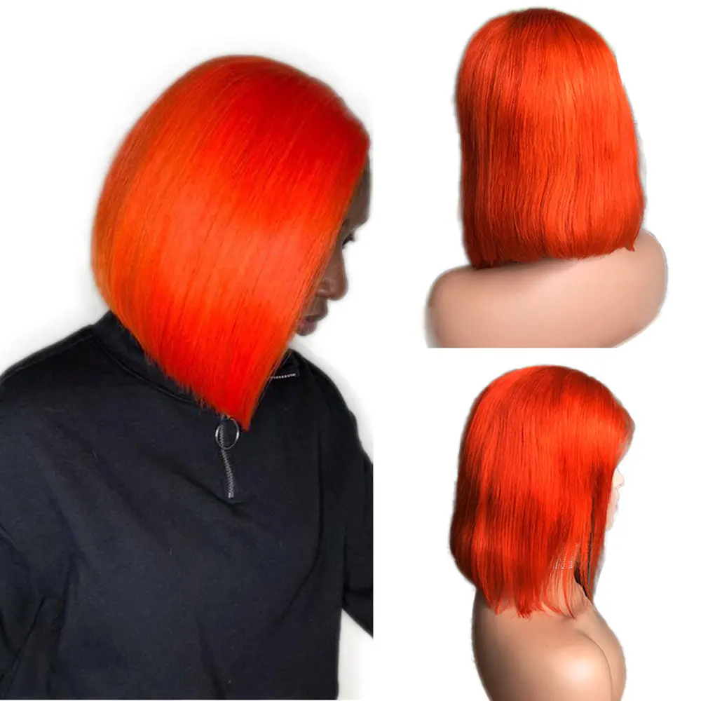 

Eseewigs Colored Orange Transparent 13x4 Lace Lace Front Wig Human Hair Straight Bob Wigs Brazilian Remy Short Wigs for Women