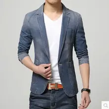 Новое поступление мужской Весенний костюм Мужской приталенный пиджак модная повседневная верхняя одежда джинсовый мужской спортивный пиджак блейзер Masculino 050116
