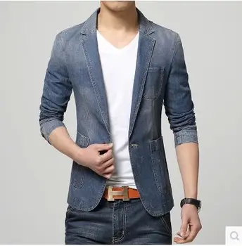 

2017 New arrival Mens Spring Suit Male Slim Fit Jacket Fashion Casual Outerwear Denim Blazer Men Blazer Masculino 050116