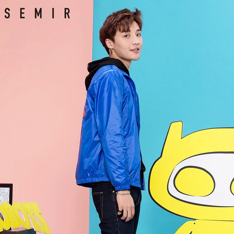 SEMIR куртки мужские Длинные рукава пальто мультфильм принт тонкие ветрозащитные