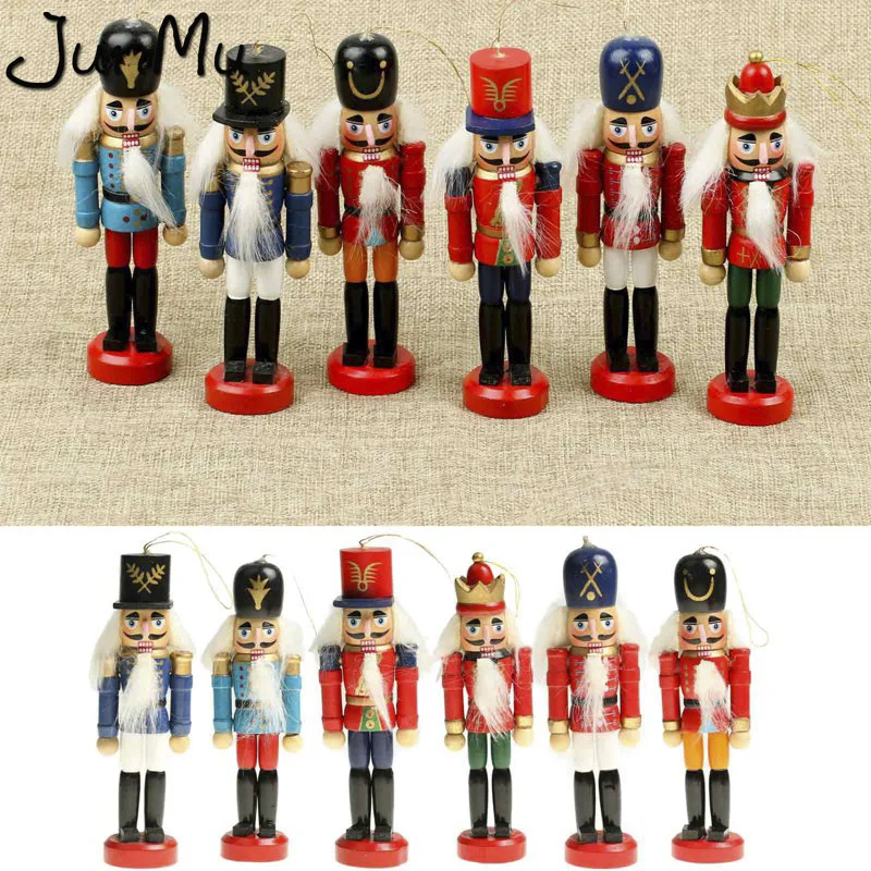 

6Pcs/Set Wooden Nutcracker Figurines Puppets Figures Dolls Christmas Tree Ornaments Xmas Gifts for Home Table Decorations