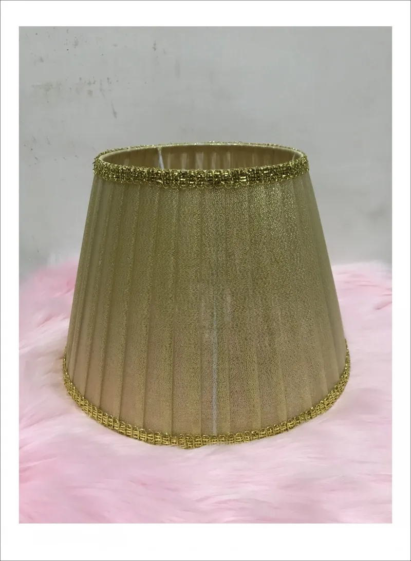 gold color Lampshade for table lamp simple Pattern lace Textile Fabrics