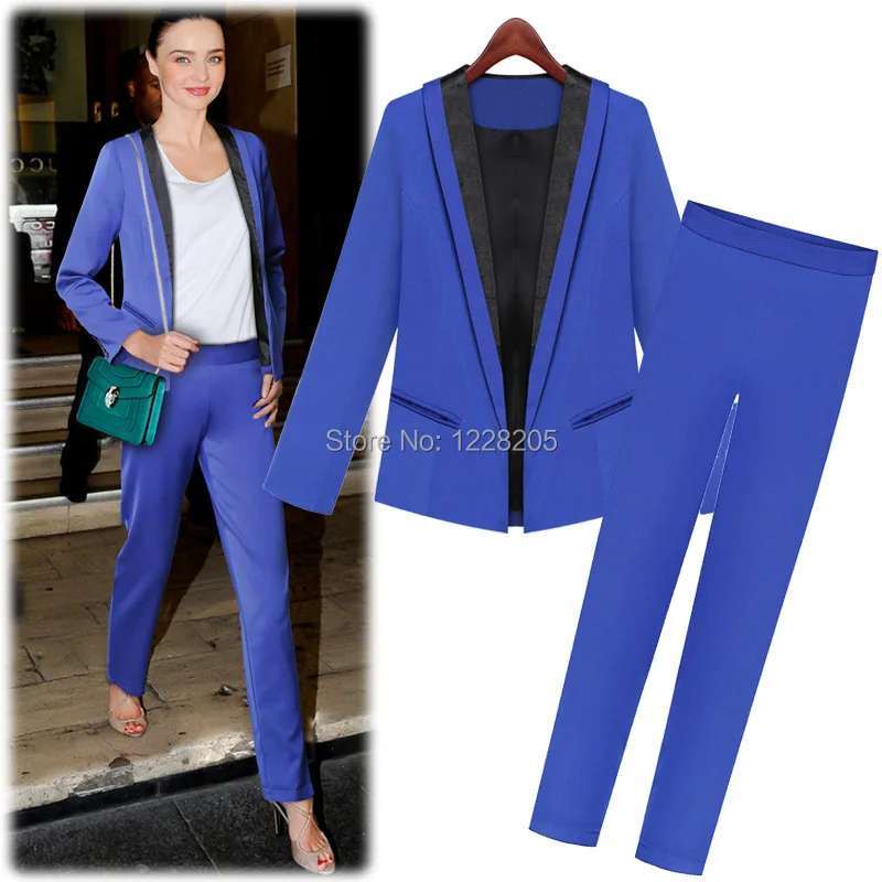 Blue women's pantsuits womens business suit set formal work wear sets