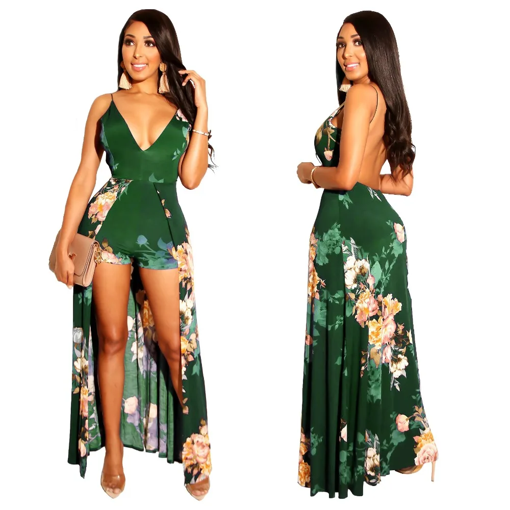 

Women Elegant Long Jumpsuit Overalls 2019 New Fashion Sexy Deep V-neck Summer jumpsuit backless Club Party Women Romper playsuit