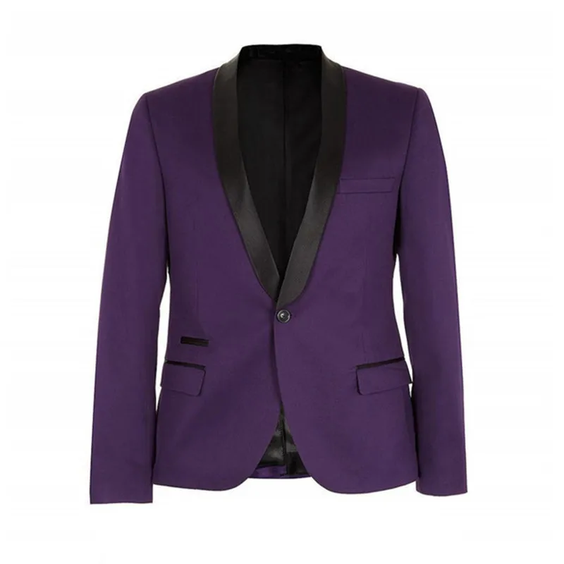 

Custom Made Side Vent Groomsmen Shawl Satin Lapel Groom Tuxedos Purple Mens Suits Wedding Best Man Suit Jackets