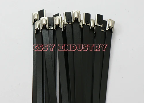 

2017 freeshipping 50pcs/lot 4.6x150 to 4.6x800 304 stainless steel cable tie wrap wrie 6 inch pvc coated black color