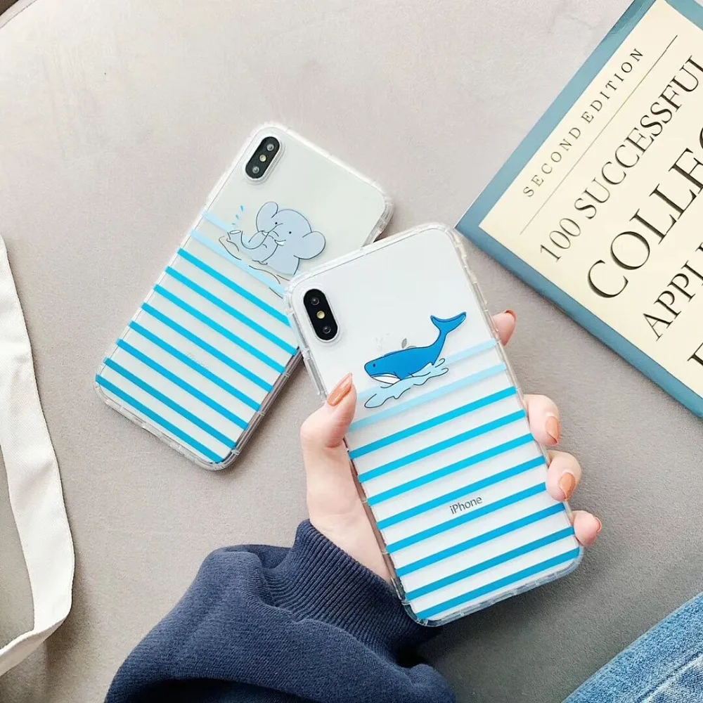 HUANQING Cartoon cute whale cell phone case For iPhone 6 6S 7 7Plus 8 8Plus XR XS Max   5