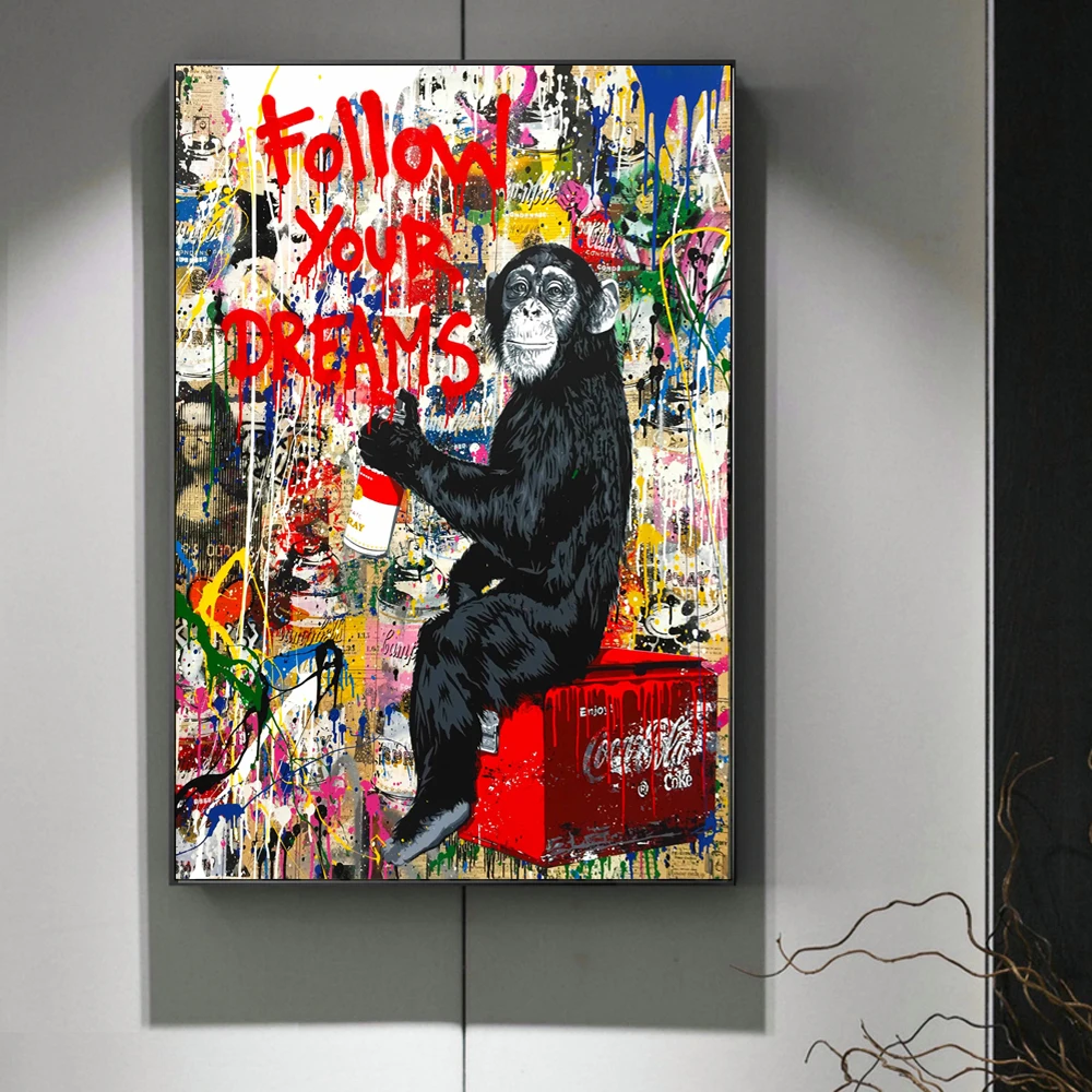POP CLOWN IT PAINT BY BANKSY PRINT ON FRAMED CANVAS PICTURE WALL ART DECORATION