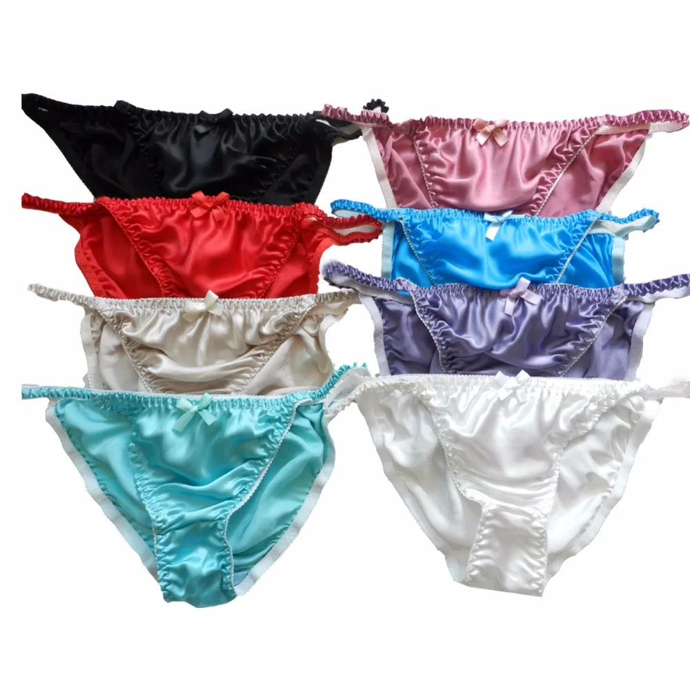 Panasilk 8 шт 100% чистый шелк женские стринги бикини трусики Размер s m l xl 2XXL|bikini