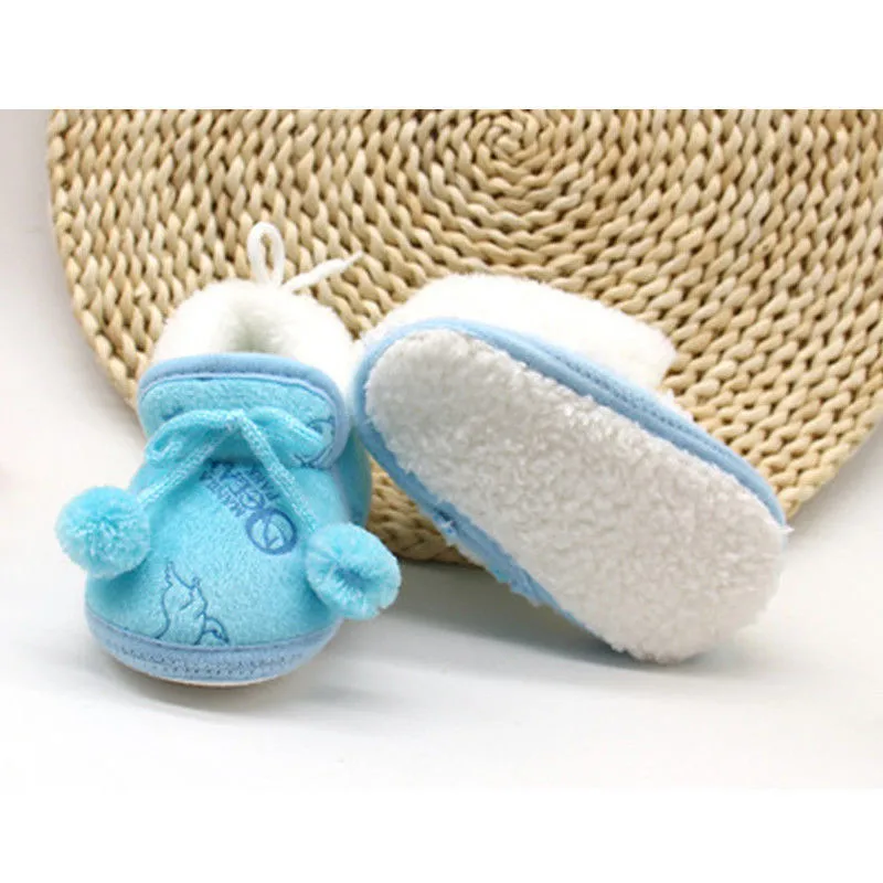 Newborn Infant Winter Keep Warm Thick Baby Shoes First Walkers Girls Soft Sole Walking Plush Shoes For Babies