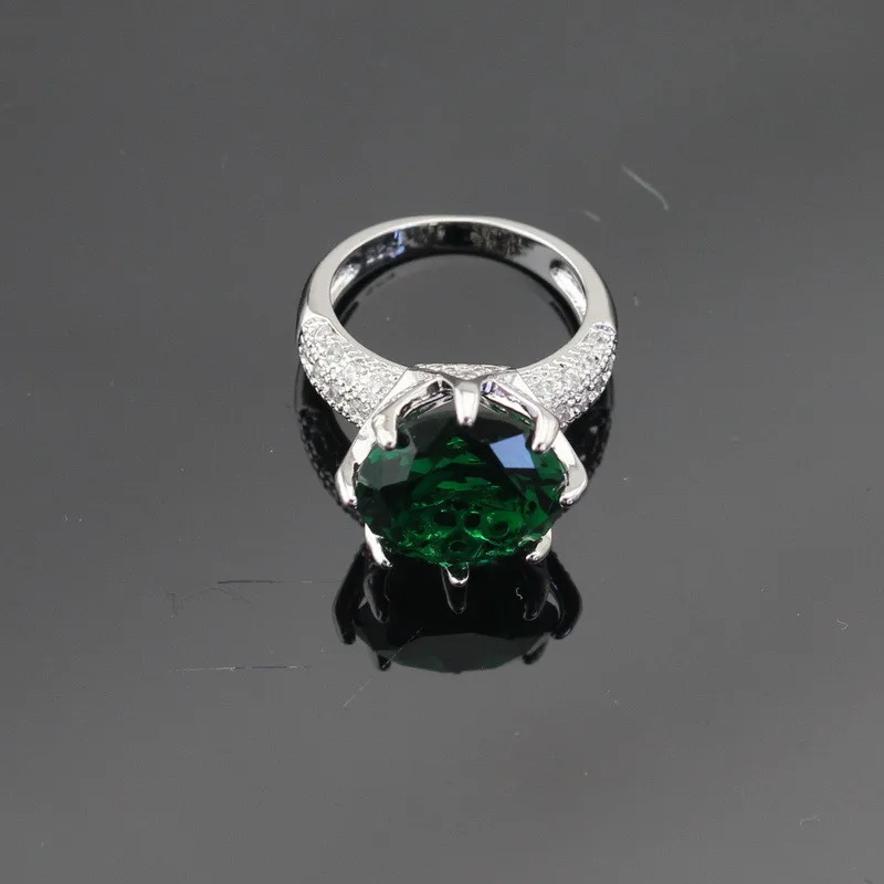 Белый зеленый синий 3 цвета камни Серебряный цвет Ювелирные наборы для женщин ожерелье кулон серьги кольца размер США подарочная коробка