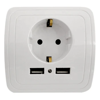 

Electrical Sockets EU Plug 2 Ports USB Safety-Wall AC Power Socket Charger Station Electrical Socket Accessories Outlet Adapter
