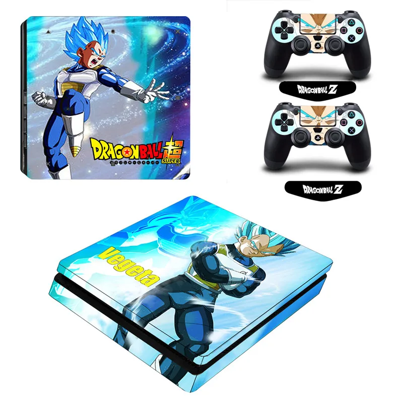 ARRKEO Dragon Ball Super Son Goku VS Vegeta виниловая наклейка PS4 Slim Skin Наклейка для playstation 4 Slim консоль и 2 контроллера - Цвет: Небесно-голубой