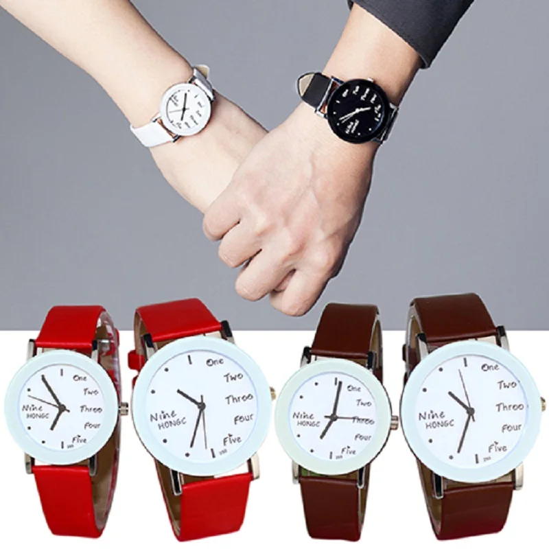 

Fashion Quartz Wrist Watch with Colorful Faux Leather Band for Student Lovers Girl's Boy's