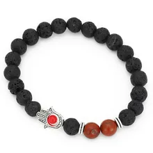 Натуральная Лава вулканический камень красный браслет Фатима Ладонь глаз Энергетический Браслет