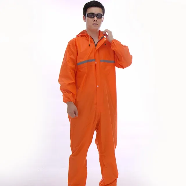 Men Waterproof Overalls Hooded Rain Coveralls Work Clothing Dust proof Paint Spray Male Raincoat