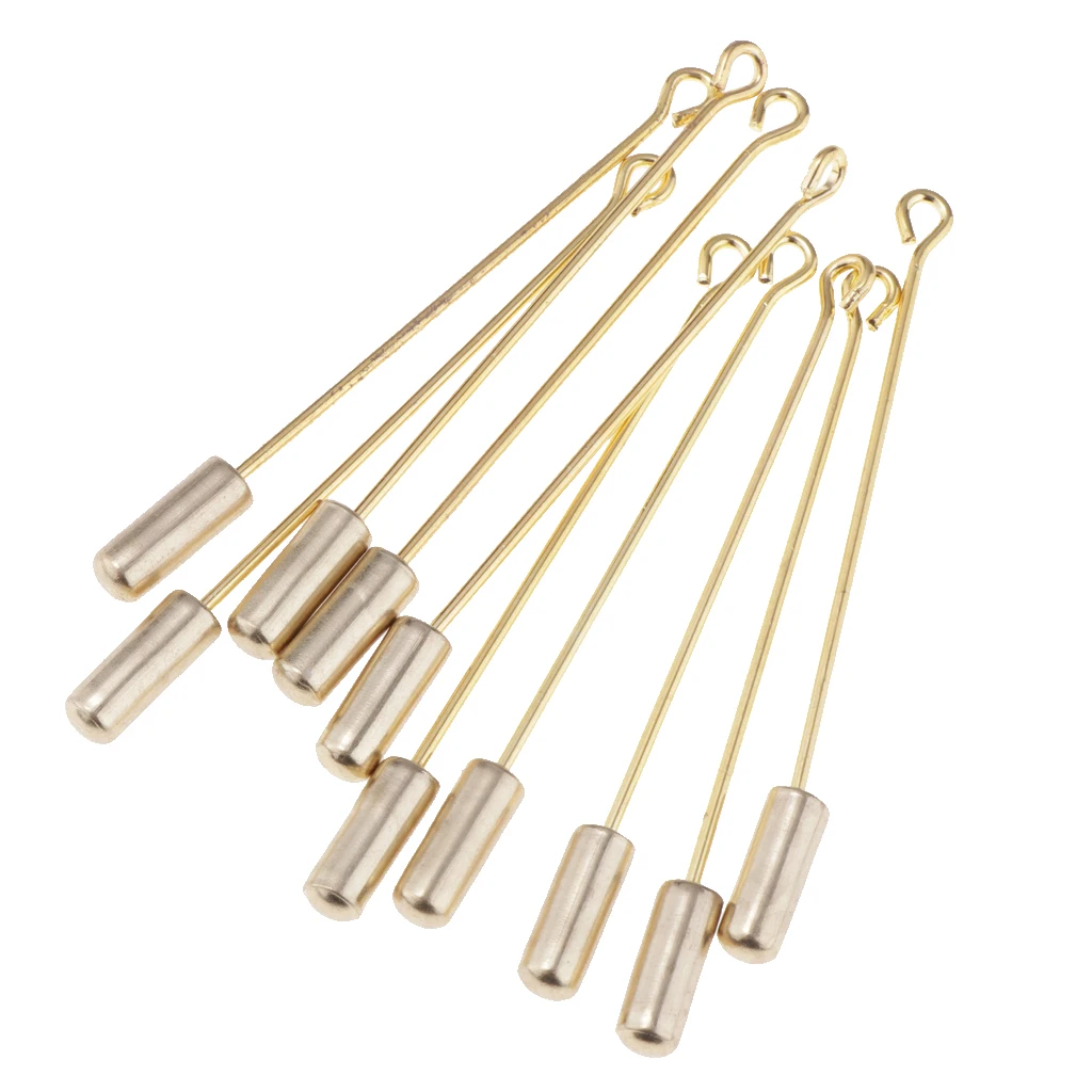 10PC 5cm Cylinder Glue On Pad Lapel Stick Pin Clutch Boutonniere Pin Stainless Steel Brooches Fashion Jewelry