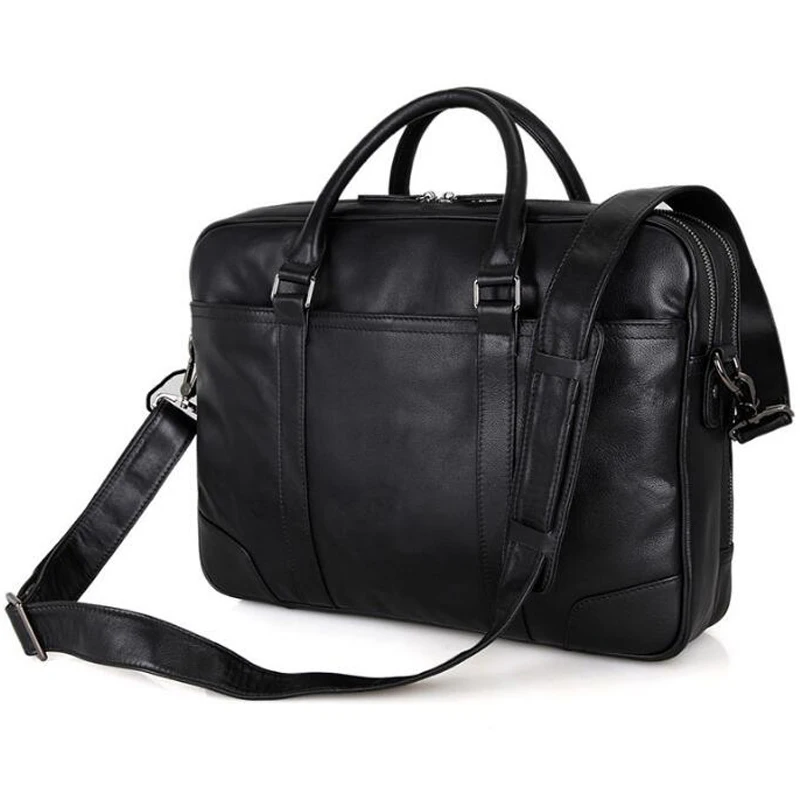Anaph Office Work Bags Men Black Real Cow Leather Business Anaph Office Work Bags Men Black Real Cow Leather Business Briefcases 15 Inch Laptop Bag Top Quality With Double Zippers Open In From Luggage