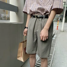 Новые летние шорты в японском и корейском стиле Свободные повседневные шорты с пятью точками модный простой костюм шорты мужские