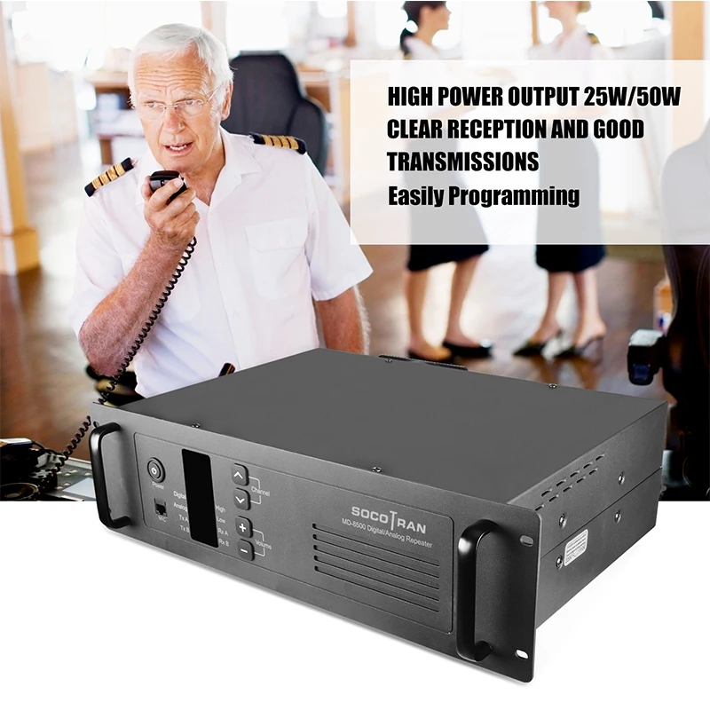 VHF Walkie taklie Ретранслятор 50 Вт 100ch SOCOTRAN MD-8500 136-174 МГц двухсторонняя Базовая радиостанция DMR& аналоговый Ретранслятор с Duplexer