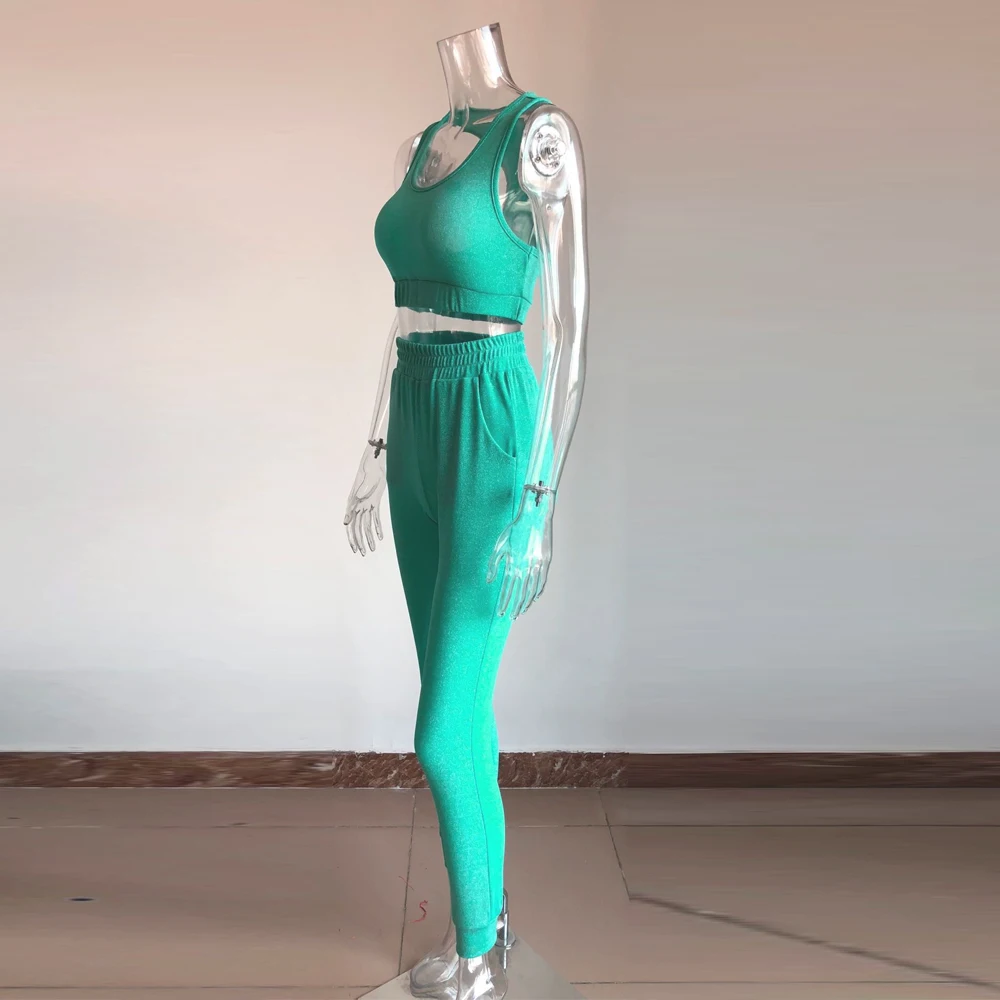 KGFIGU Женские топы и длинные штаны спортивные костюмы женские комплекты из двух предметов Новое поступление сплошной синий комплект из 2 предметов женская одежда