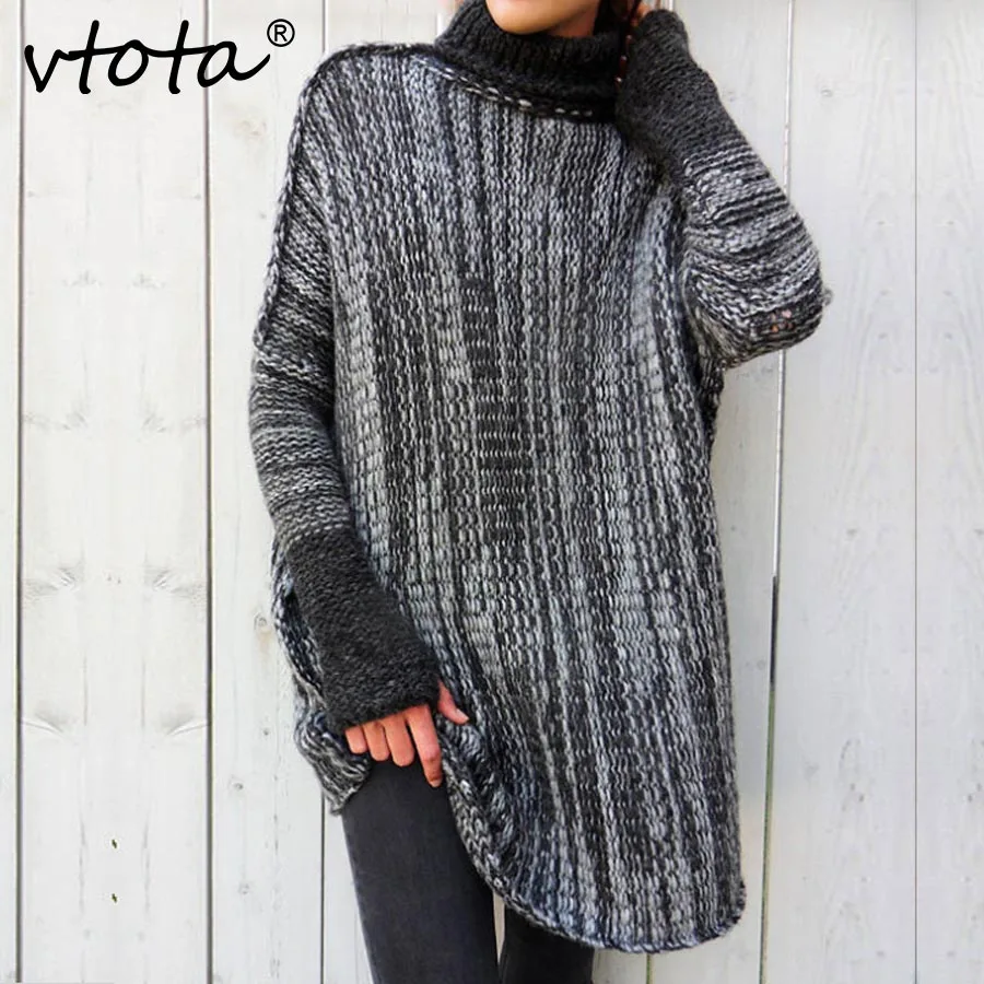 VTOTA 2018 Sweater Women Simple Autumn Winter Loose Knitted Oversized Baggy Sweaters Jumper Tops Pullovers Outwear