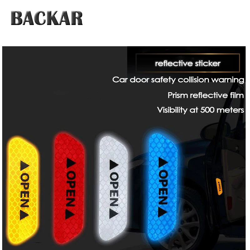 

BACKAR Universal Reflective Open Sign Glowing Stickers Bright Reflected Light Warning Symbol For BMW Mini Cooper Hyundai Acura