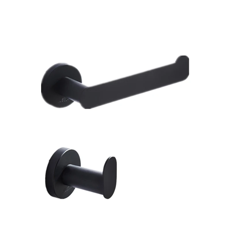 

Black 304 Stainless Steel Towel Paper Holder 2 Pcs Bathroom Hardware Set Modern Robe Hook Wall Hanging Retro Metal Shelf