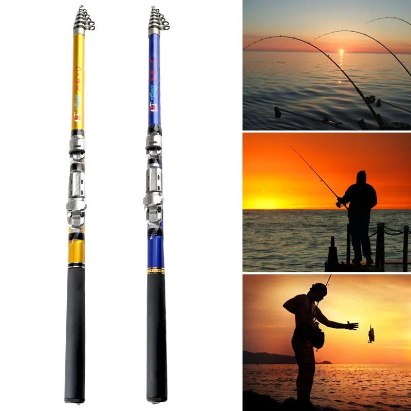 Portable Sea Fishing Rod Pole Carbon Fiber 1.8/2.1/2.4/2.7/3.0m Telescopic Spinning Reel Fish Tackle JT-Drop Ship