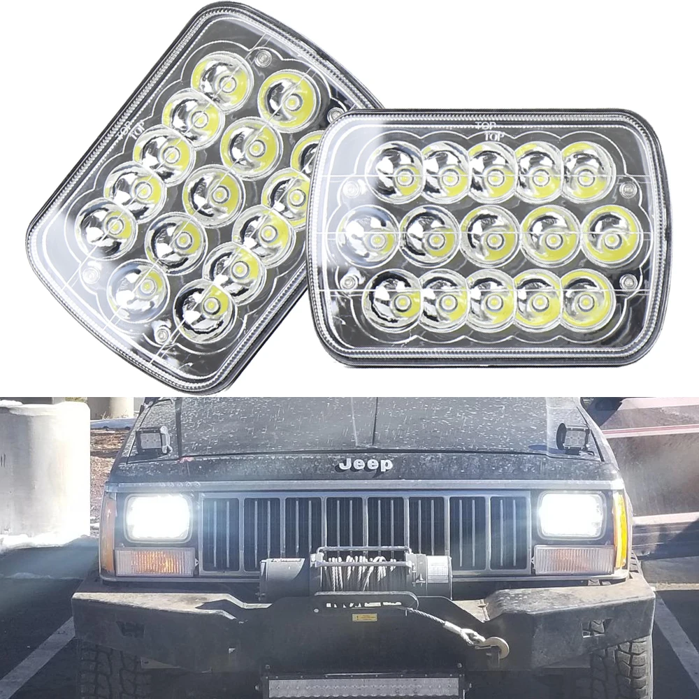 

DOT approved 5" x 7" 6x7inch Rectangular LED Headlights for Jeep Wrangler YJ Cherokee XJ Trucks 4X4 Offroad Headlamp Replacement