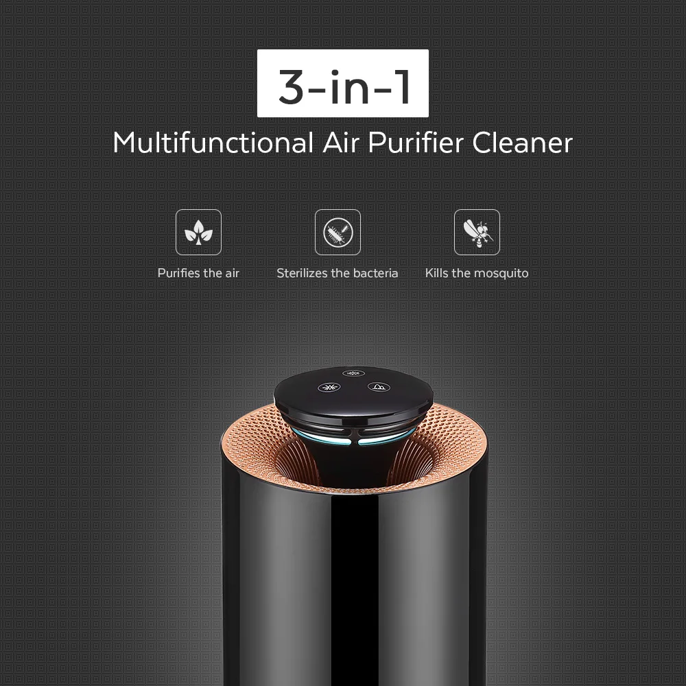 

3 in 1Electric Air Purifier Bacteria Sterilizer Mosquito Killer with Activated Carbon Photocatalyst Ozone UV Light