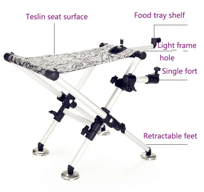 Новинка, складное рыболовное кресло, нагрузка 100 кг, портативный рыболовный стул с выдвижными ножками, светильник, многофункциональные пляжные стулья