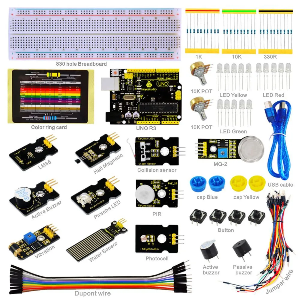 Keyestudio датчик стартовый набор-K2 для обучения Arduino Программирование+ UNO R3+ LM35+ PIR Motion/29 предметов