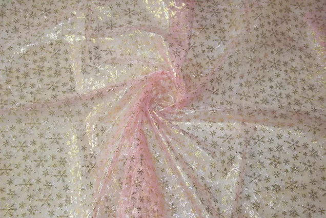 Снежинка Органза ткань Shining Hearts Блестящий тюль вечерние свадебные украшения на день рождения ткань - Цвет: pink snowflake