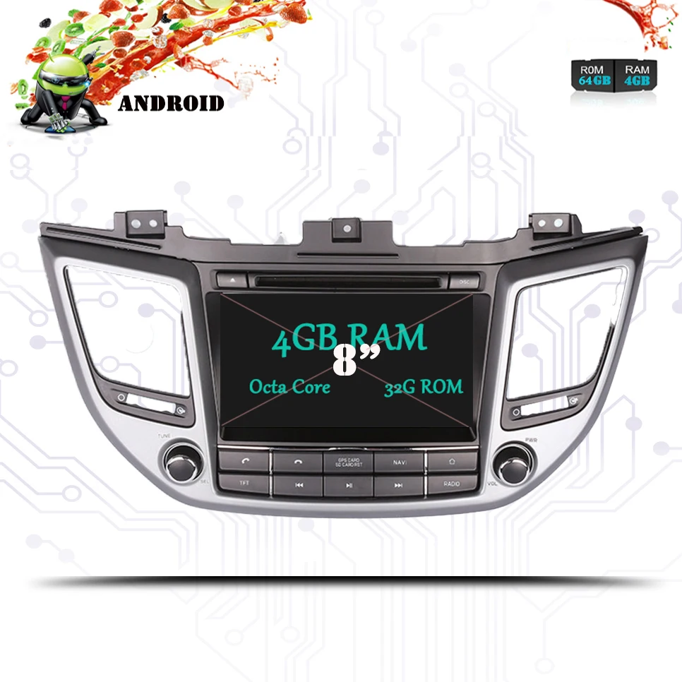 

Android 9.0 car DVD Octa Core 4+64GB with IPS screen multimedia player for HYUNDAI TUCSON ix35 2016 2017 2018 stereo gps Audio
