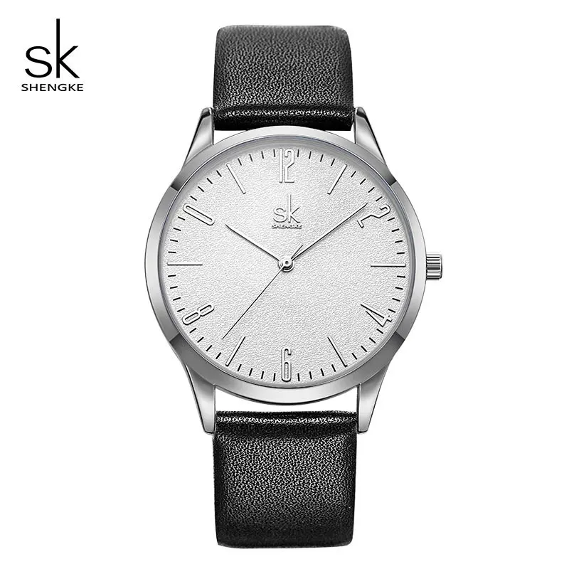 Shengke модные кожаные женские и мужские парные часы, набор роскошных часов для влюбленных, Кварцевые женские и мужские наручные часы Reloj Mujer Hombre# K9003 - Цвет: White black Men