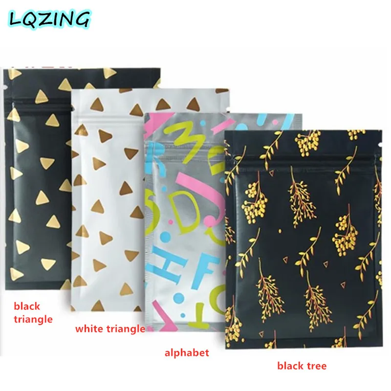 

20pcs Small Zip Lock Foil Bags Hot Gold Printed Pattern Reclosable Small Parts Jewelry Sample Food Storage Bag With Zipper