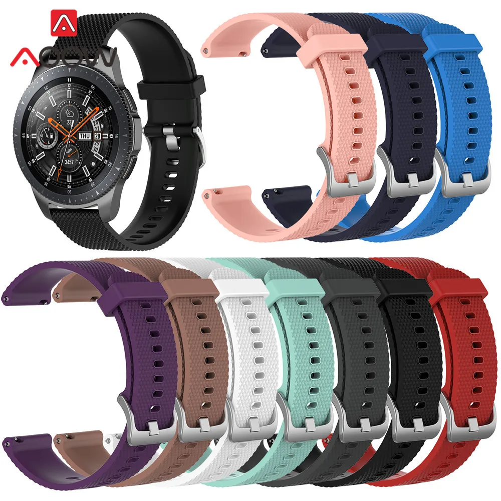 

22mm Silicone Watchband for Samsung Galaxy Watch 46mm Version Red Rubber Replacement Bracelet Band Strap for R800 R815 Silver