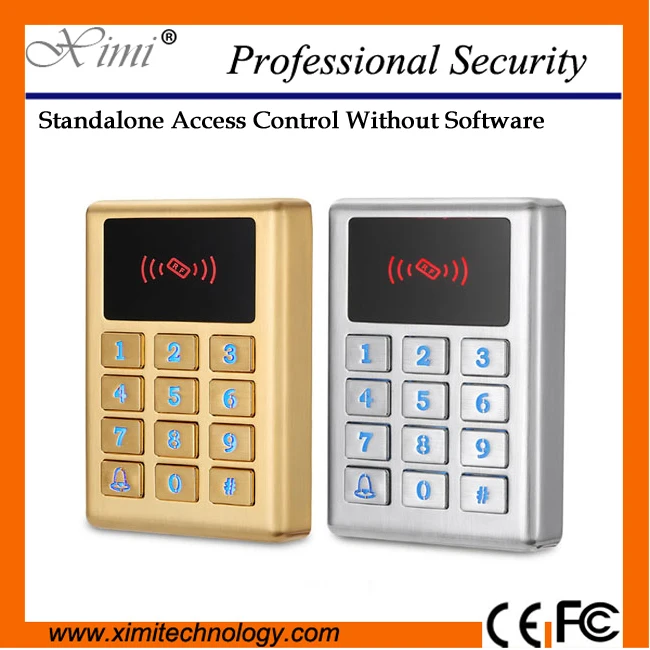 

High security without software with light keyboard MF 13.56MHZ proximity card metal waterproof M11 single access control