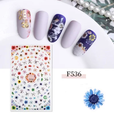 Стикеры 3D на ногти Nail Art цветные маленькие свежие цветы в форме птиц Водная передача слайдер для ногтей искусство Z0126 - Цвет: 536