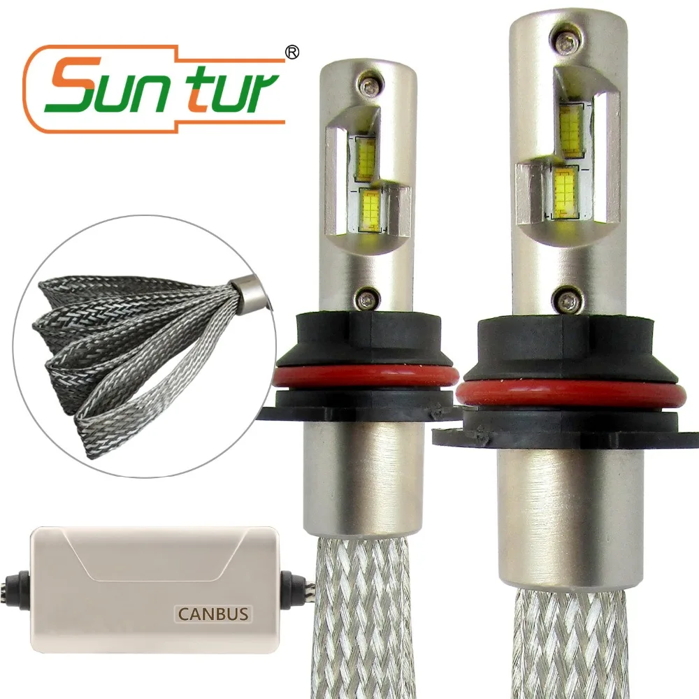 

Suntur 9007 HB5 CanBus Error Free LED Fanless Headlight Bulbs 100W 10000LM 6000K White