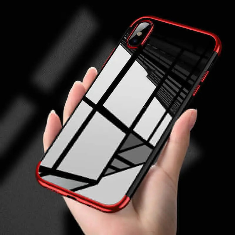 

Luxury Transparent Silicone Electroplating Silm Soft tpu Phone Case Cover For iPhone X 6 6S 7 8 Plus