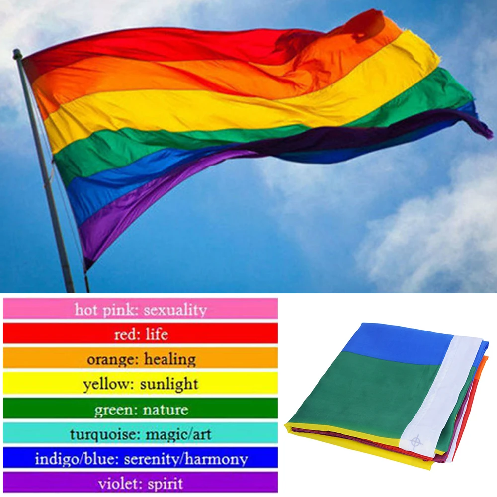 90*150 Радужный Флаг LGBT Pride Gay Friendly lgbt флаг полиэстер большой размер флаги для Pride