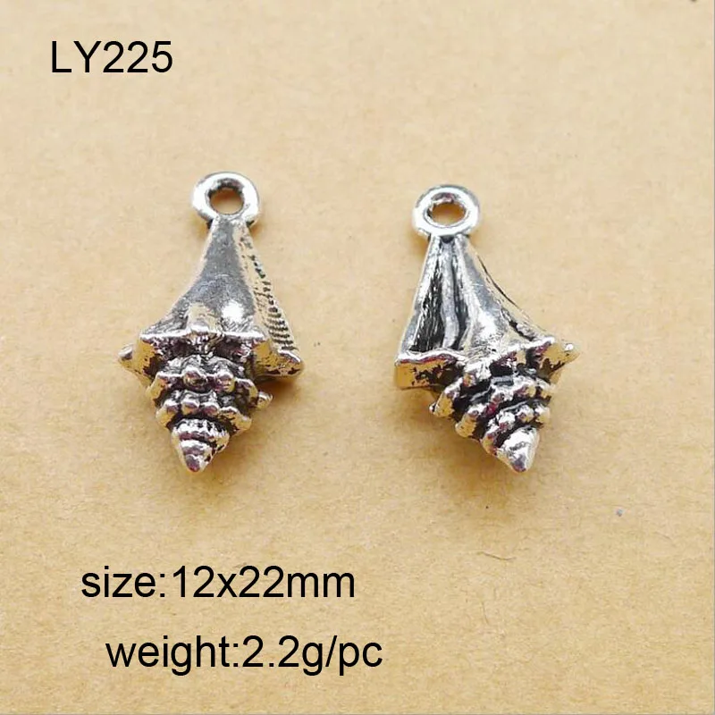 

12x22mm Antique Silver Zinc Alloy Sea Snail Charms Pendant Fit For Jewelry Making 25PCS